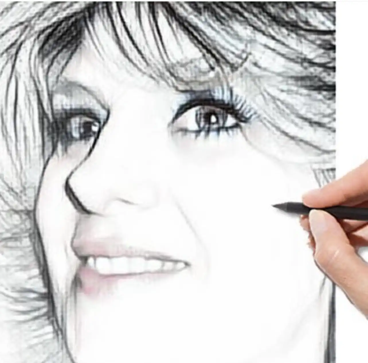 Pencil portrait sketch of Elen Kraous.Sketch Illustration